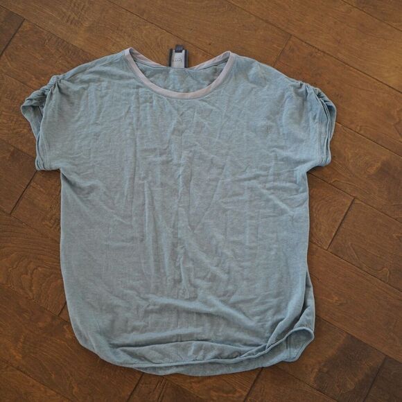 Lysse‎ T Shirt Womens Medium Light Blue Short Sleeve Linen Blend Casual Ladies - Picture 5 of 5